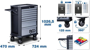 BGS | Werkstattwagen | 8 Schubladen | mit 299 Werkzeugen | Schwarz | Art.-Nr.: 4007