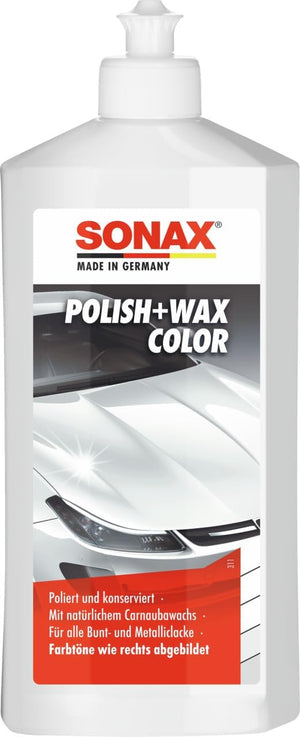 SONAX | Polish+Wax Color rot | Politur mit blauen Farbpigmenten und Wachsanteilen | 500ml | Art-Nr.: 02964000
