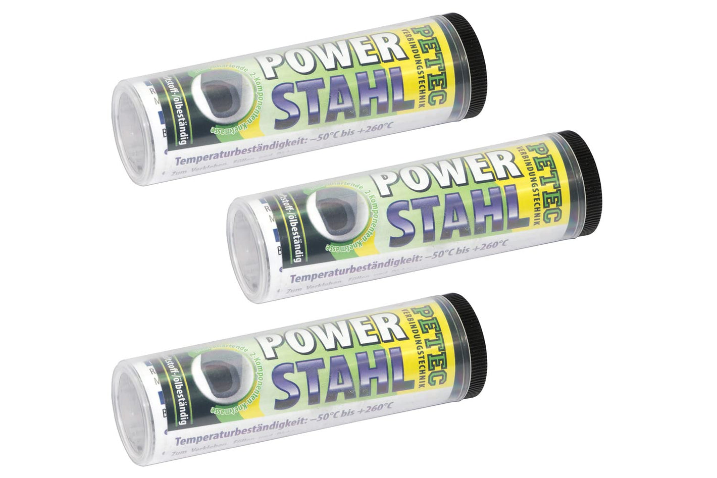 PETEC | 3x Power Stahl Flüssigmetall Kleber | SB Card | 50g | Art.-Nr.: 97450