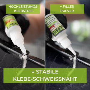 PETEC | SpeedBond Set | 2 Komponenten Klebstoff + Filler | Alleskleber extra stark für Kunststoff, Metall, Holz, Glas, Keramik, Porzellan, Gummi | Kunststoffkleber | Art.-Nr.: 93550