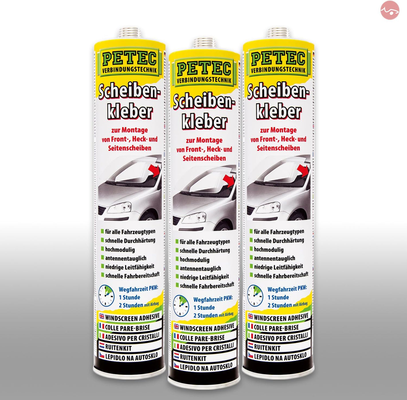 PETEC | 3x Scheibenkleber Kartusche | 310ml | Art.-Nr.: 83310