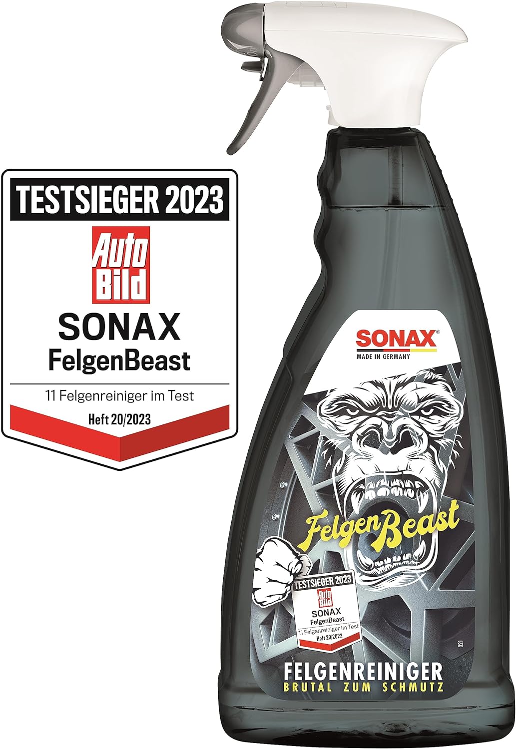 SONAX | FelgenBeast | Felgenreiniger für alle polierten, verchromten und matten Stahl- & Leichtmetallfelgen | 1L | Art-Nr.: 04333000