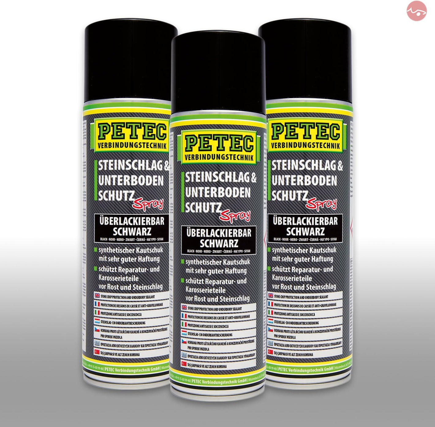 PETEC | 3x Steinschlag & Unterbodenschutz | Schwarz | 500ml | Art.-Nr.: 73250